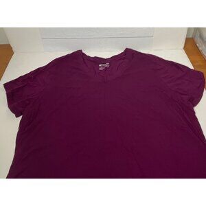 Terra & Sky Purple Berry Short Sleeve V-Neck T-Shirt Plus Size Womens 2X 20W-22W